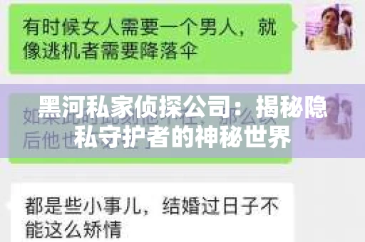 黑河私家侦探公司：揭秘隐私守护者的神秘世界