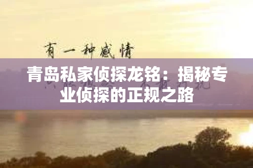 青岛私家侦探龙铭：揭秘专业侦探的正规之路