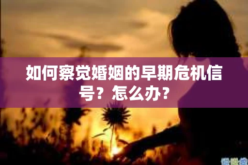 如何察觉婚姻的早期危机信号？怎么办？